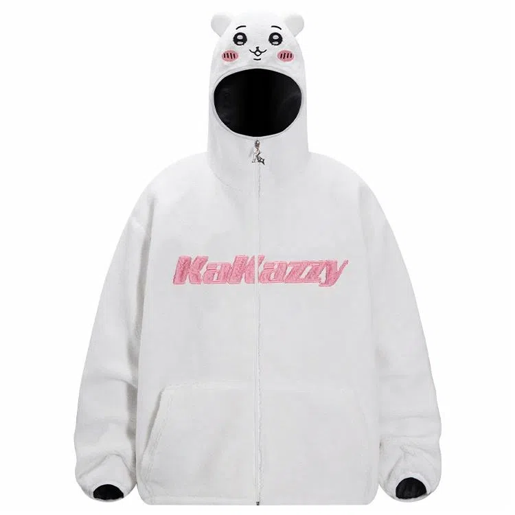 KAKAZZY White Bear Fleece Hoodie