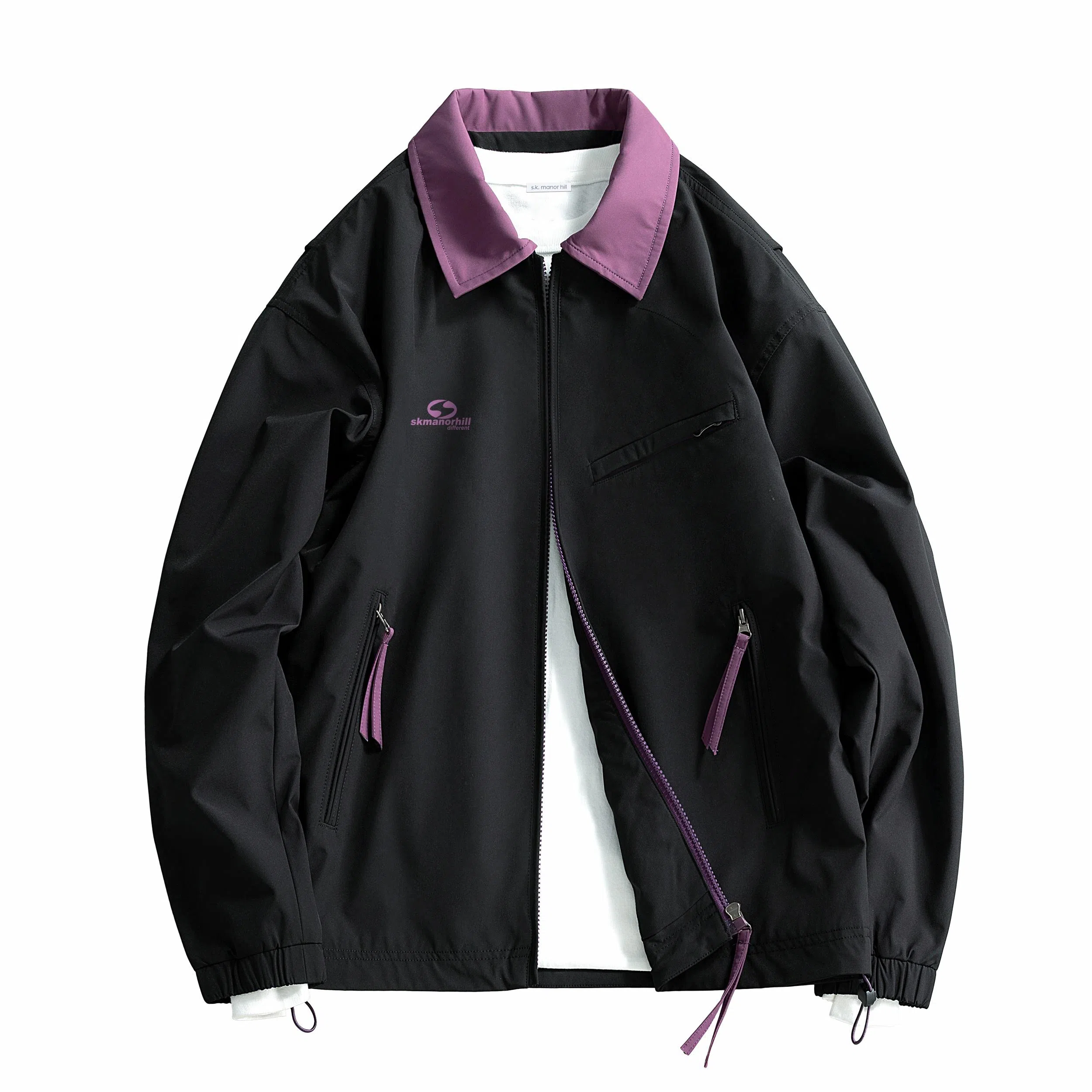 s.k. manor hill Letter Logo Bomber Jacket Purple