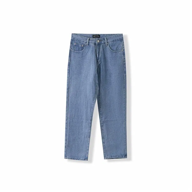 我是大卫 直筒修身百搭复古九分牛仔裤 男女同款 浅蓝色