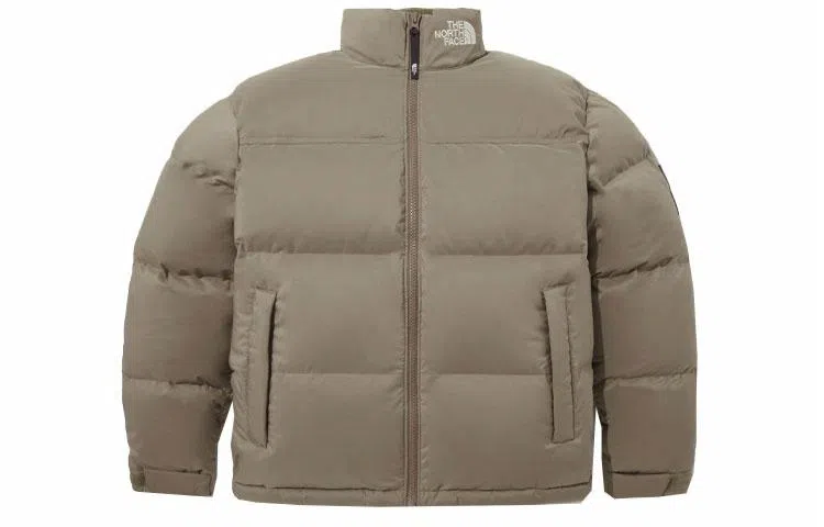 The North Face Logo Embroidered Down Jacket Brown