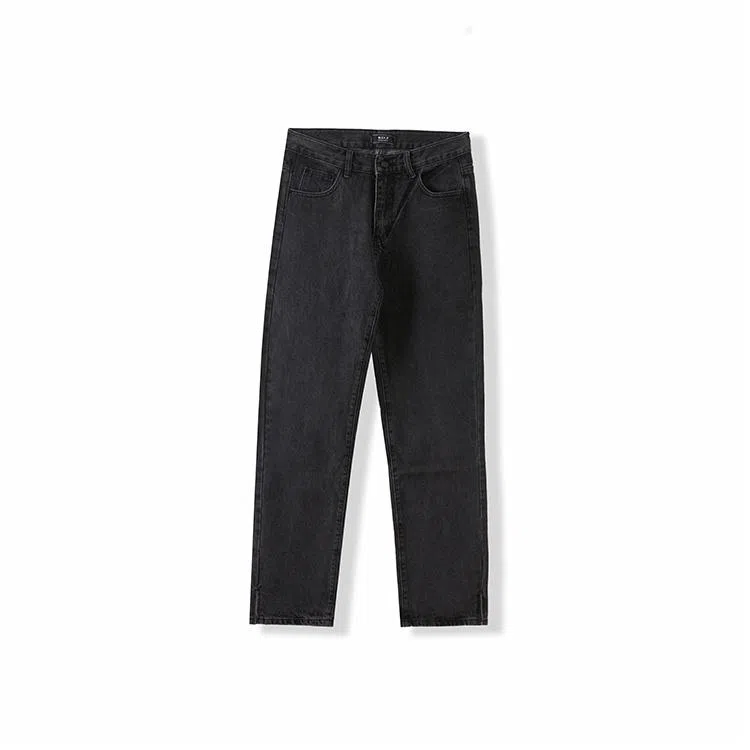 我是大卫 直筒宽松开叉休闲牛仔裤 男女同款 黑色