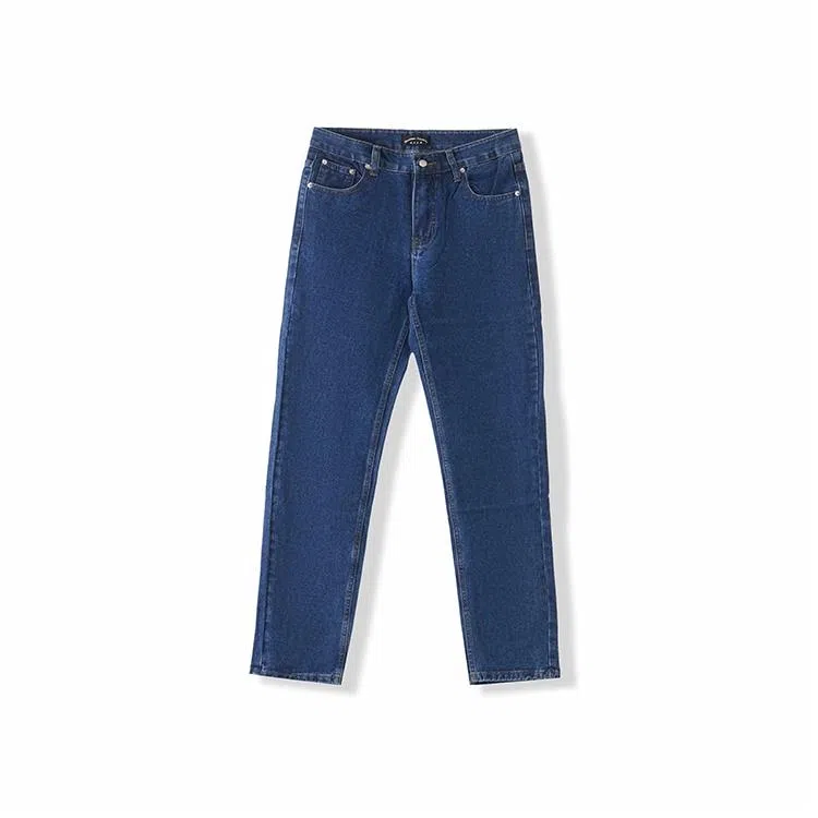 我是大卫 直筒合身休闲牛仔裤 男女同款 深蓝色