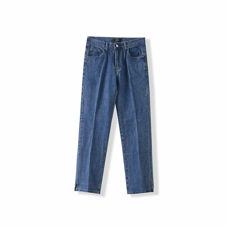 我是大卫 百搭时尚水洗直筒宽松阔腿牛仔裤 男女同款 浅蓝色