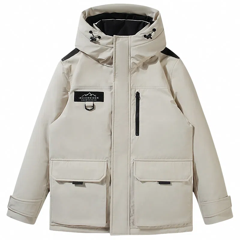 鸭鸭 山系户外系列 时尚韩版休闲中长款连帽外套加厚保暖工装风羽绒服 男女同款