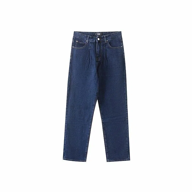 我是大卫 直筒拖地宽松休闲牛仔裤 男女同款 深蓝色