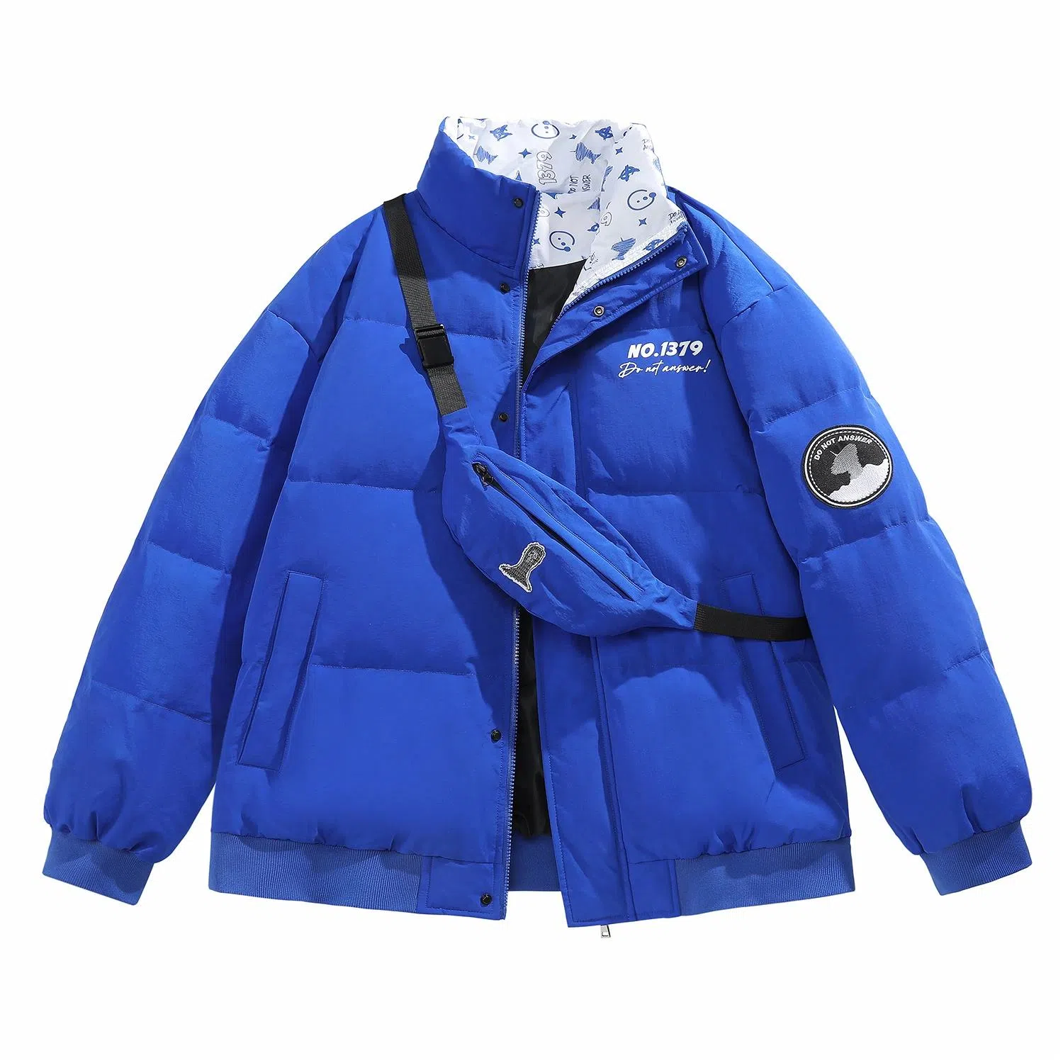 三体 红岸基地系列 含挎包字母徽章印花纯色基础款宽松美式户外防风防水休闲保暖加厚潮牌个性时尚面包服立领羽绒服 男女同款