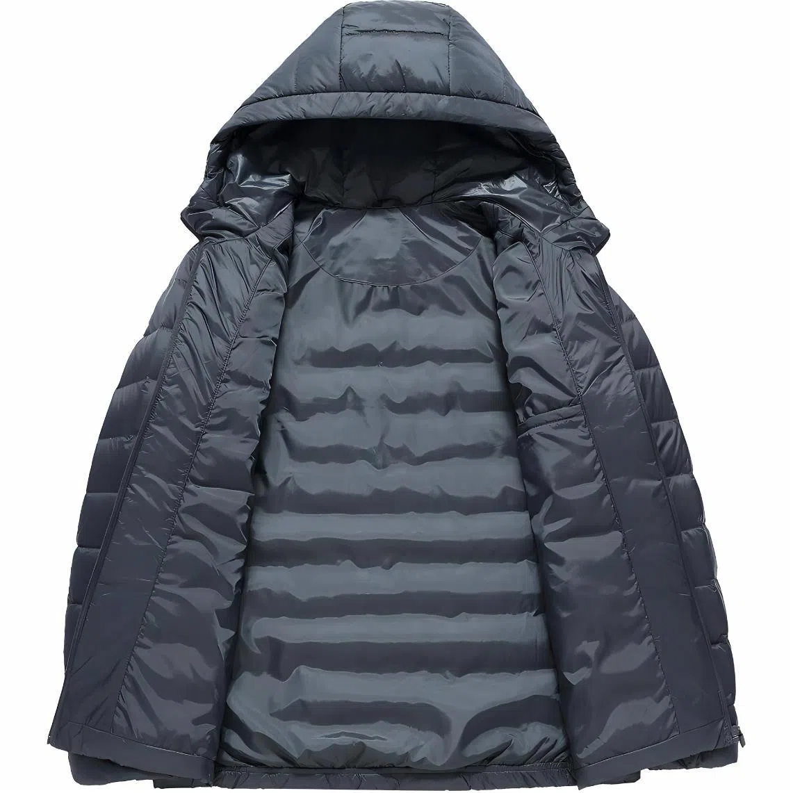 鸭鸭 纯色连帽拉链短款长袖羽绒服 男款