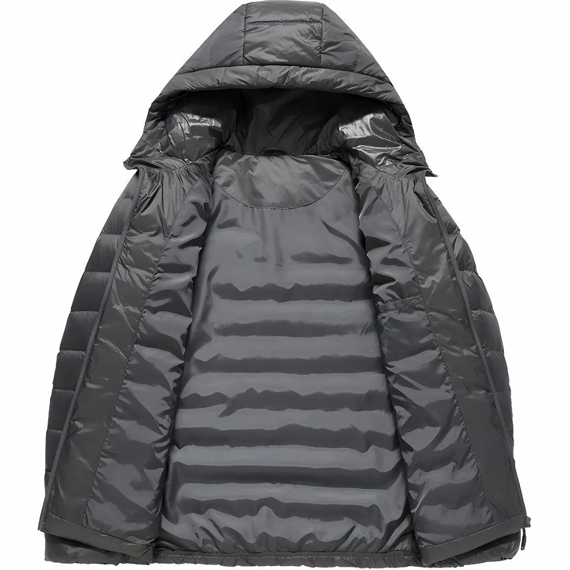 鸭鸭 纯色连帽拉链短款长袖羽绒服 男款