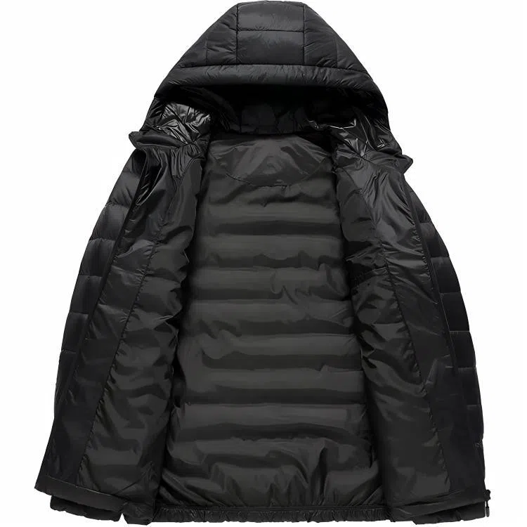 鸭鸭 纯色连帽拉链短款长袖羽绒服 男款