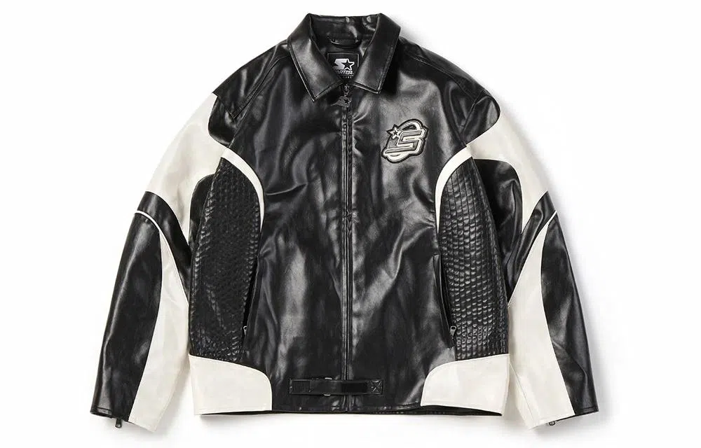 STARTER Retro Colorblock Leather Jacket