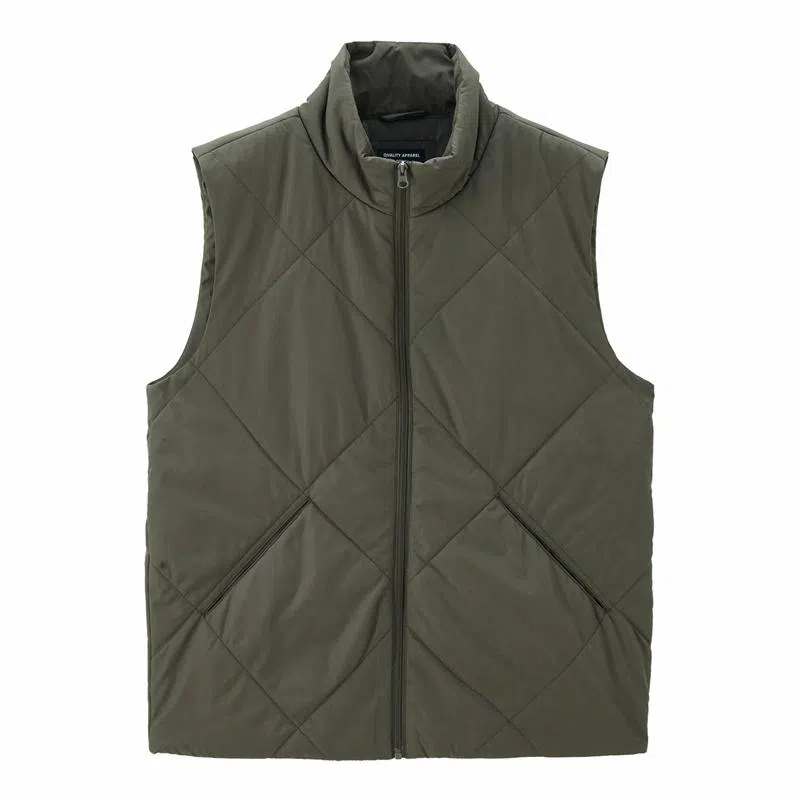 佐丹奴 菱形格纹立领梭织马甲棉服 男