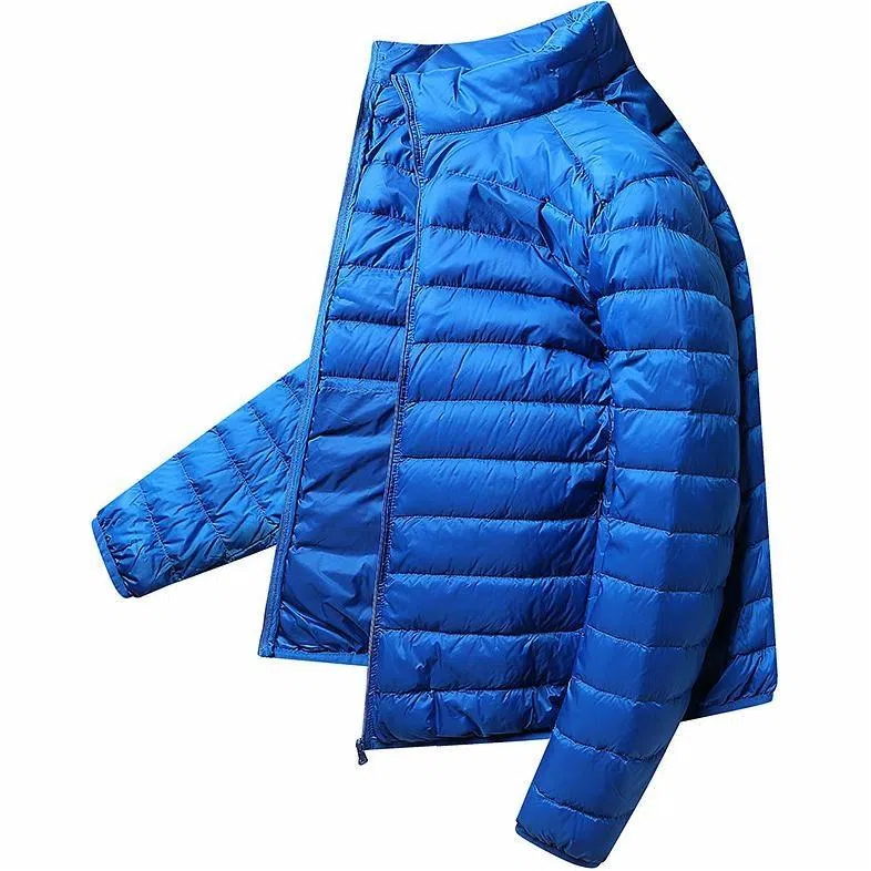 鸭鸭 纯色立领拉链休闲薄款羽绒服 男款