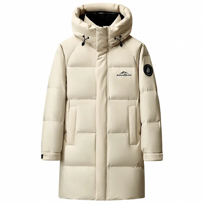 鸭鸭 石墨烯蓄热中青年纯色韩版休闲百搭户外防寒保暖中长款连帽羽绒服 男女同款