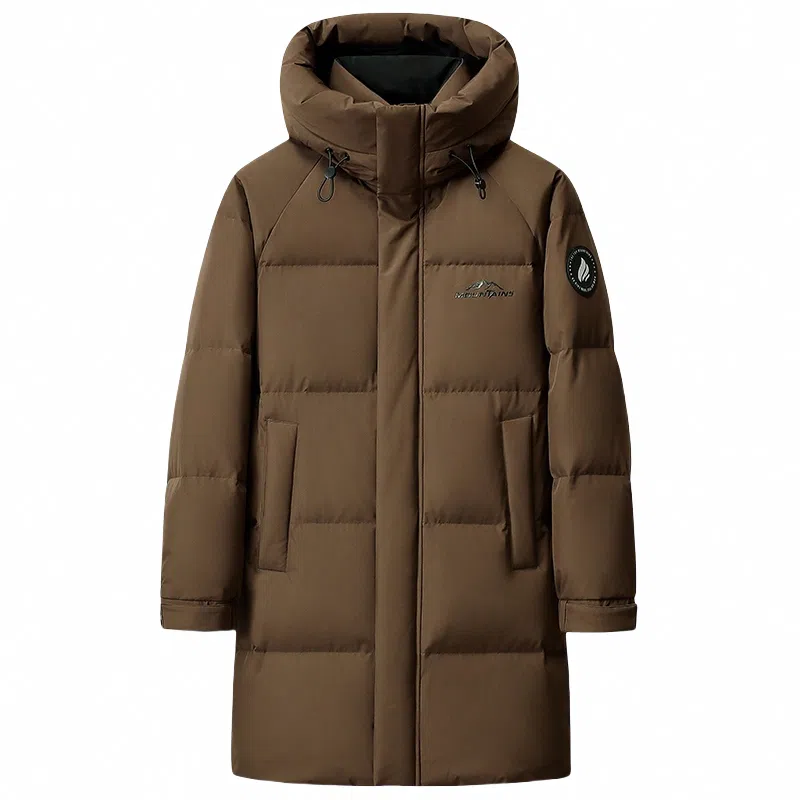 鸭鸭 石墨烯蓄热中青年纯色韩版休闲百搭户外防寒保暖中长款连帽羽绒服 男女同款