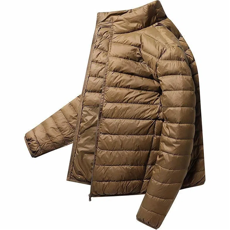 鸭鸭 纯色立领拉链休闲薄款羽绒服 男款