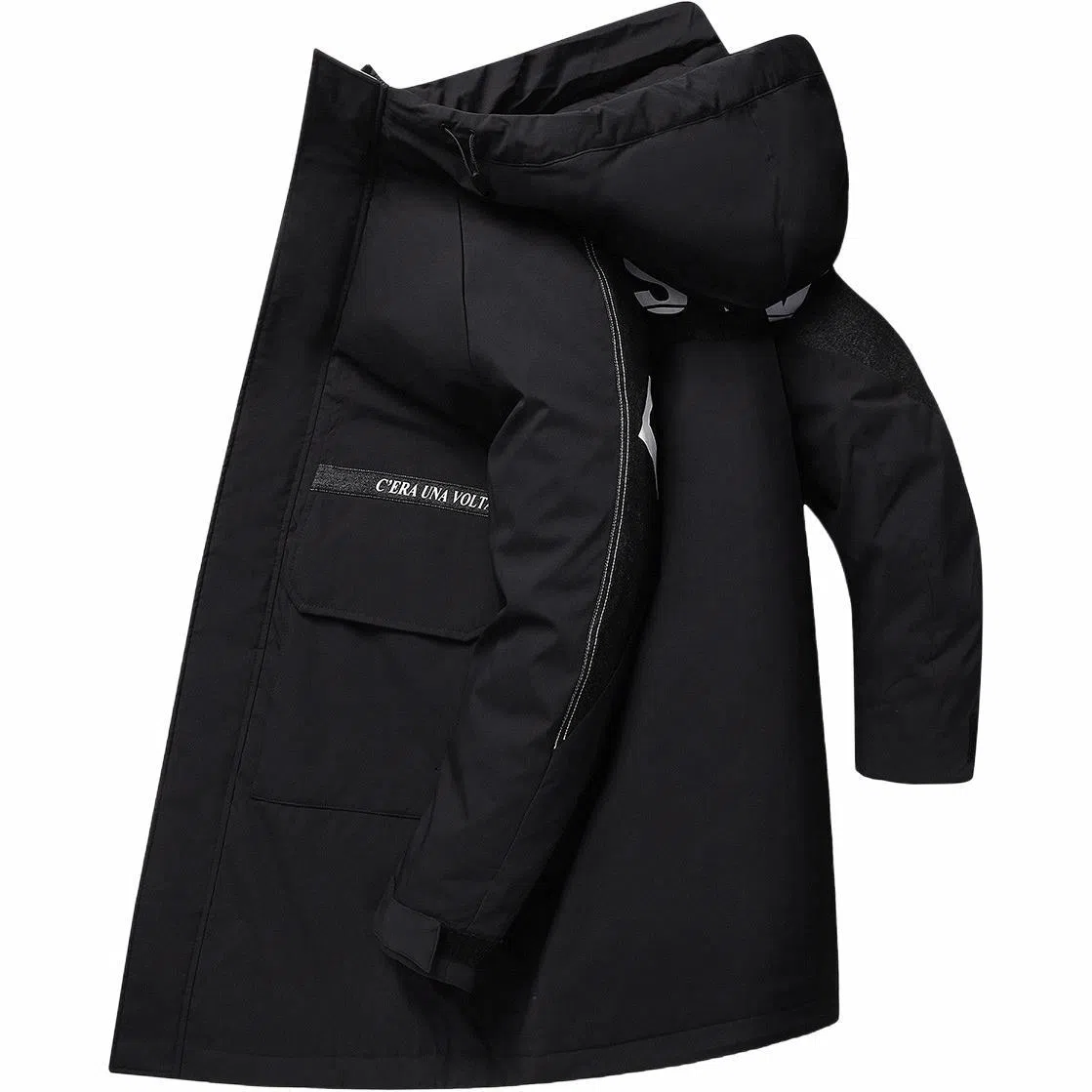 鸭鸭 字母印花连帽拉链长袖羽绒服 男款