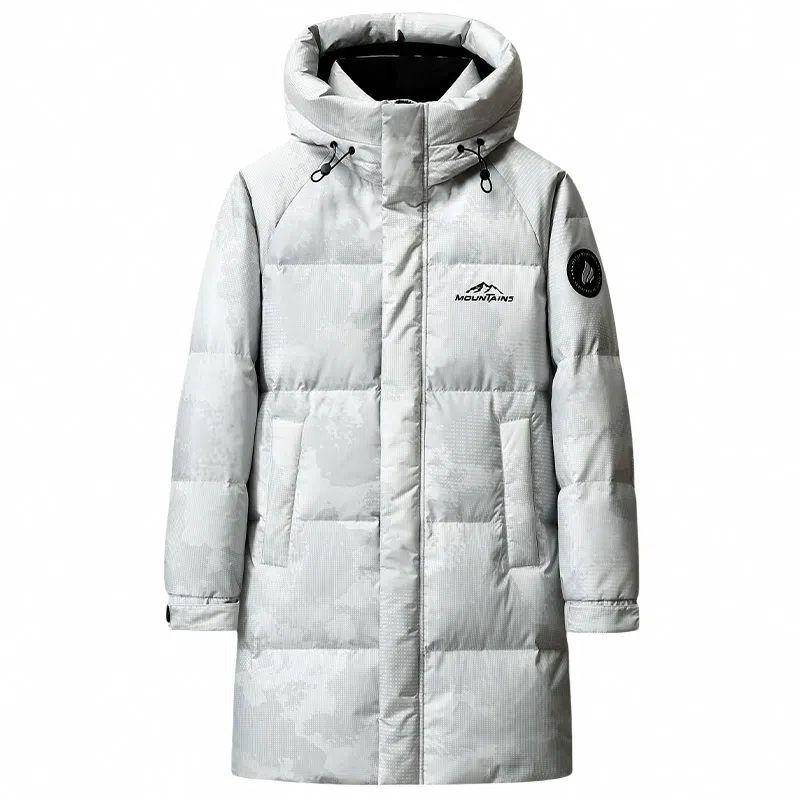 鸭鸭 石墨烯蓄热中青年纯色韩版休闲百搭户外防寒保暖中长款连帽羽绒服 男女同款