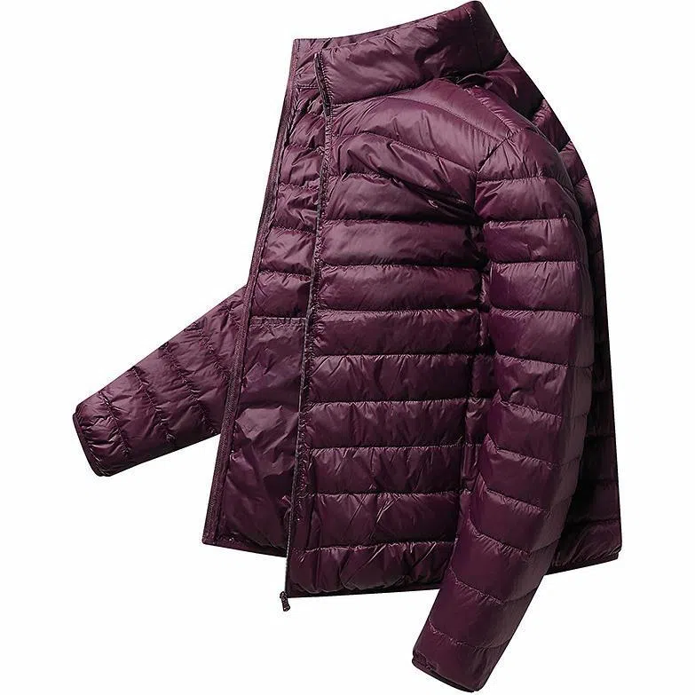 鸭鸭 纯色立领拉链休闲薄款羽绒服 男款