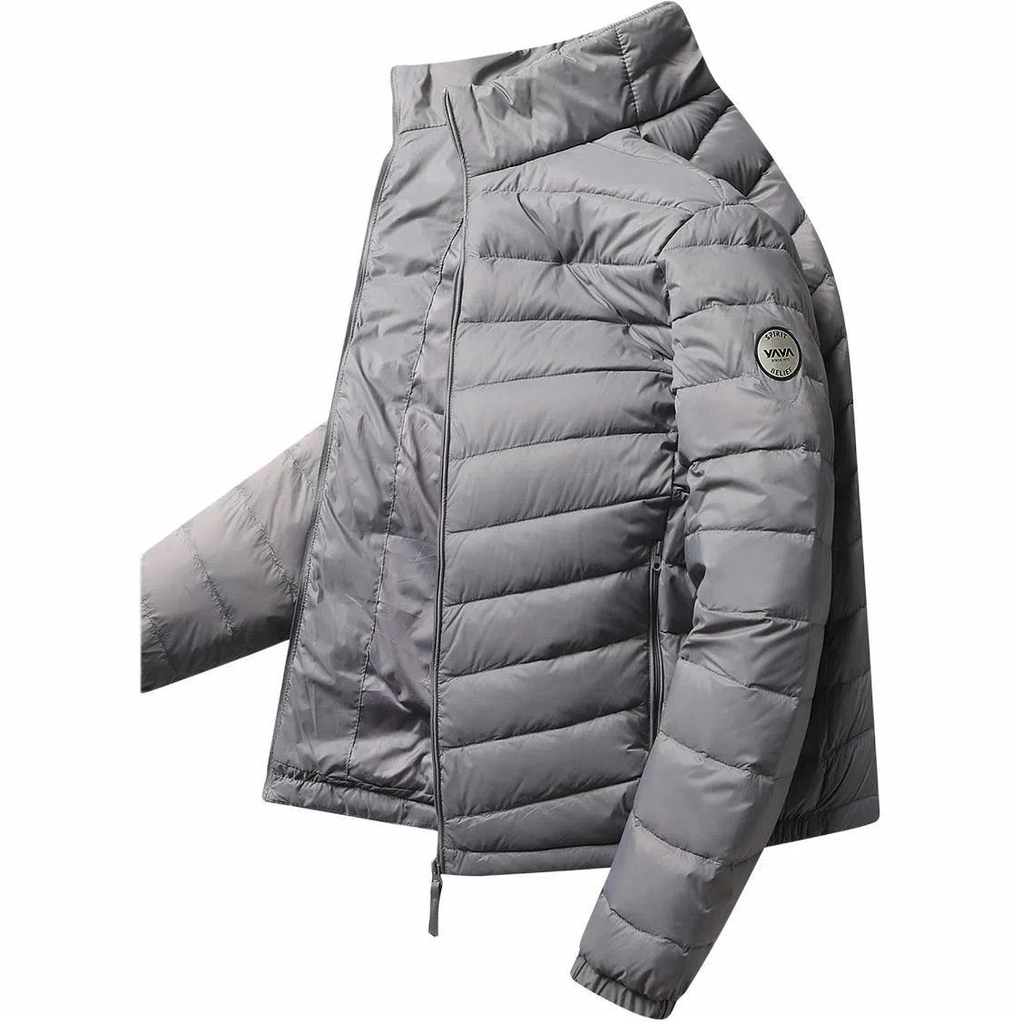 鸭鸭 纯色立领拉链休闲薄款羽绒服 男款