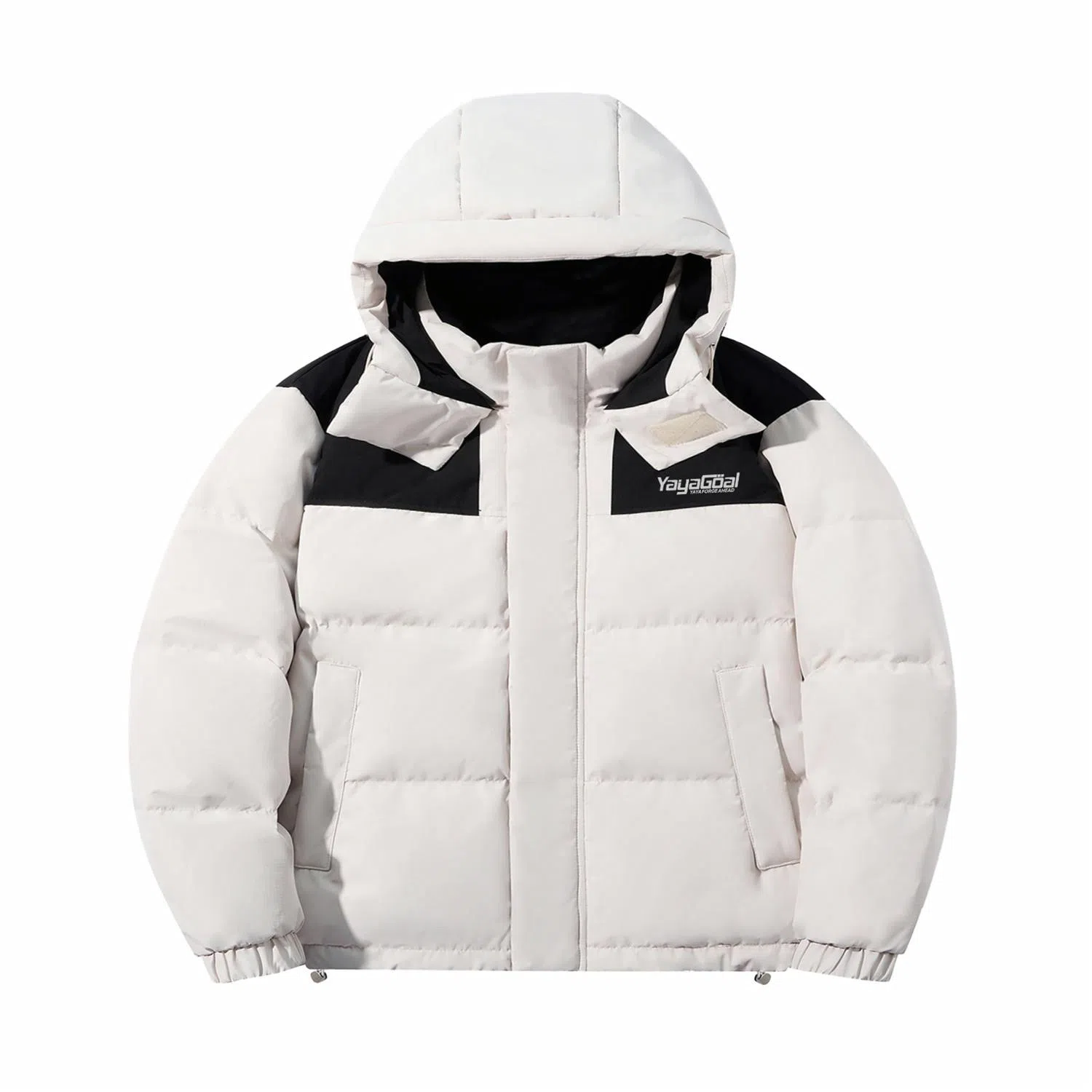 鸭鸭 经典暖冬系列 简约字母印花设计感青少年基础款插色学生党好物户外通勤防风保暖抗皱宽松休闲百搭连帽羽绒服 男女同款