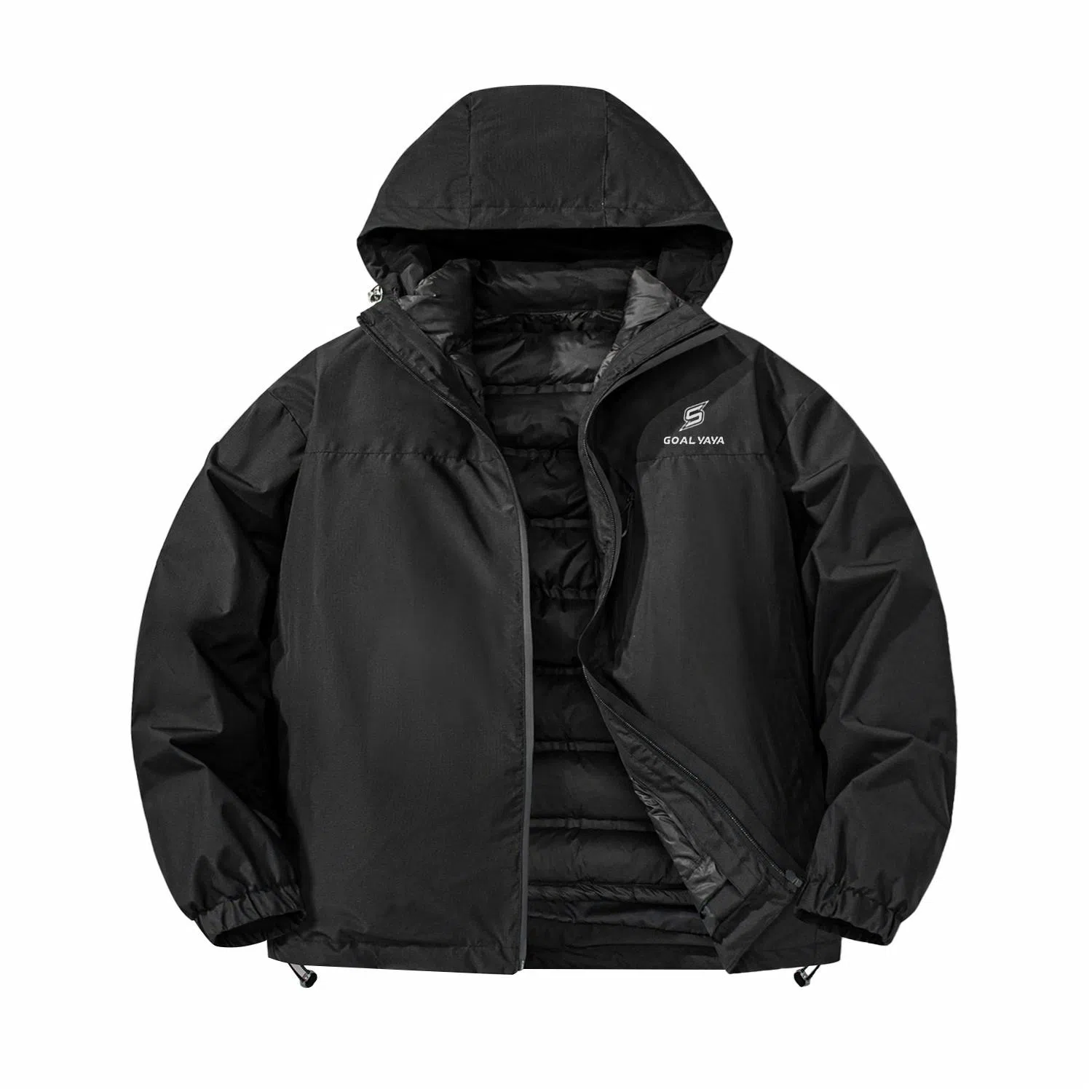 鸭鸭 经典暖冬系列 简约字母印花设计感学生党好物纯色户外通勤防风保暖抗皱宽松休闲百搭拉链连帽羽绒服 男女同款