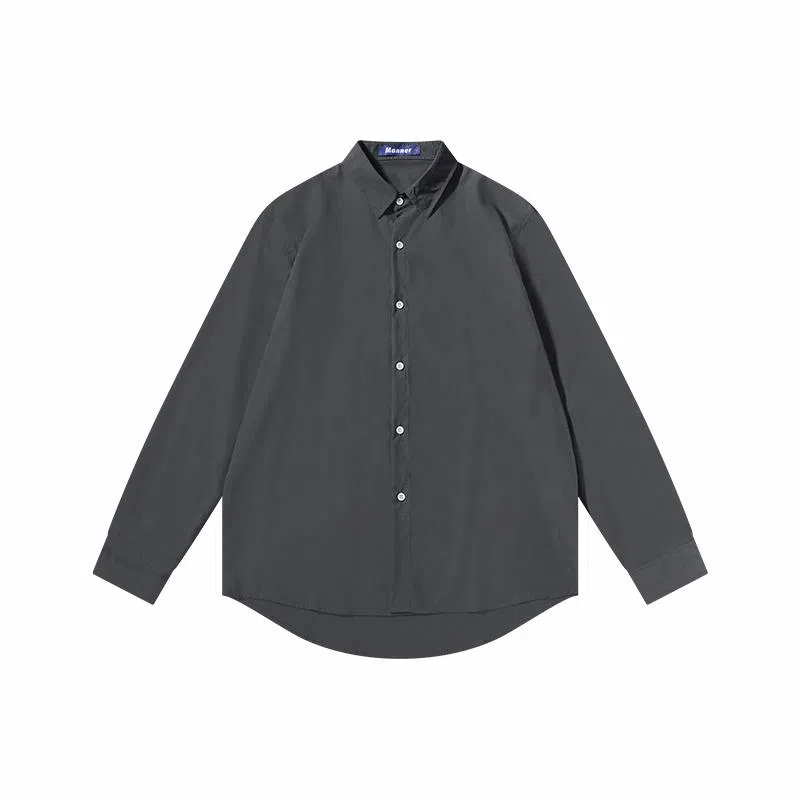 乱步 日牌宽松淡人纯色穿搭舒适休闲百搭长袖衬衫 男女同款