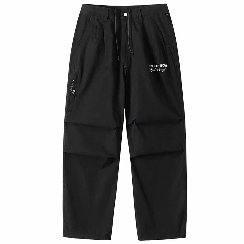 三体 纯色宽松休闲舒适工装裤 男女同款
