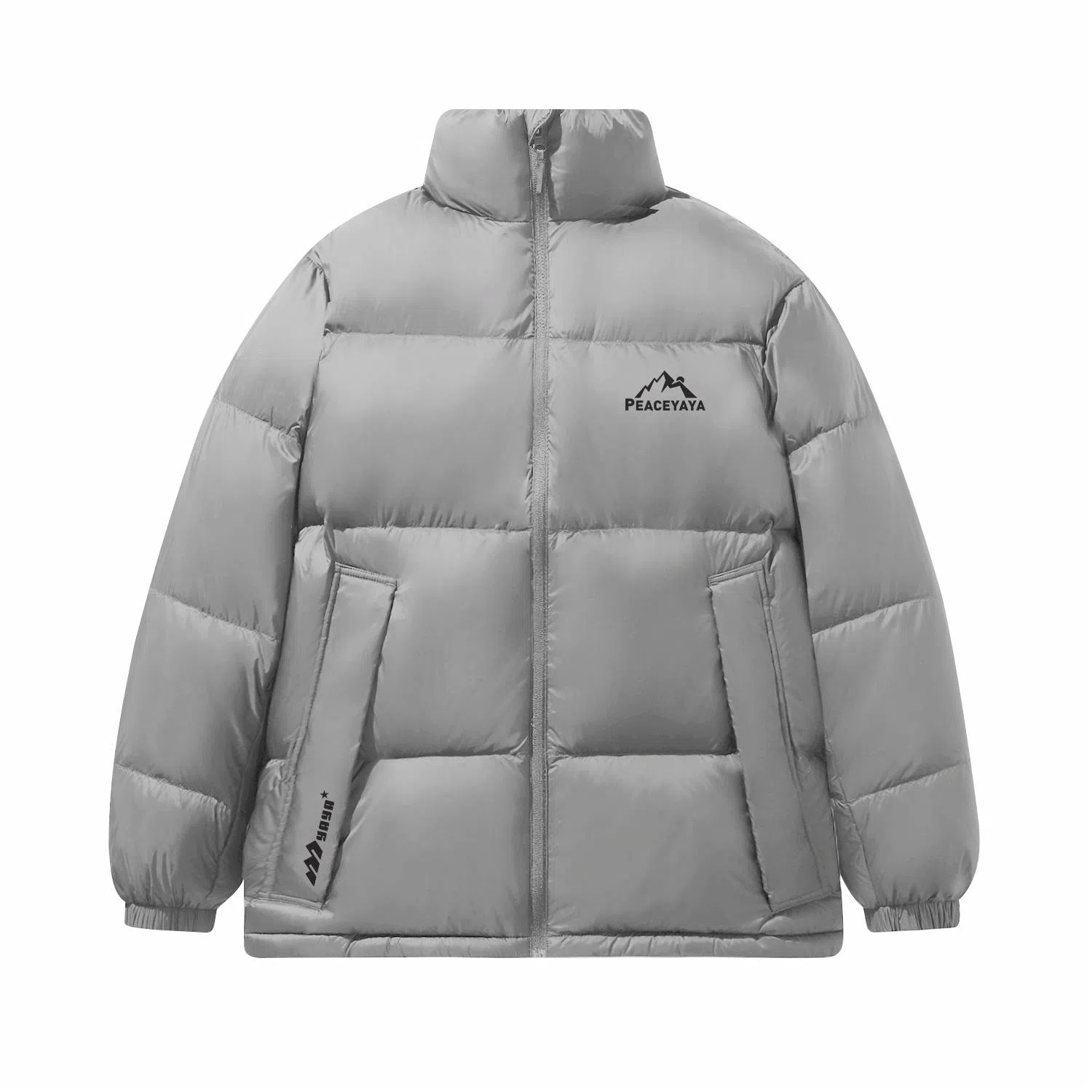 鸭鸭 经典暖冬系列 简约字母印花设计感青少年基础款学生党好物学院风纯色户外通勤防风保暖抗皱宽松休闲百搭拉链立领羽绒服 男女同款