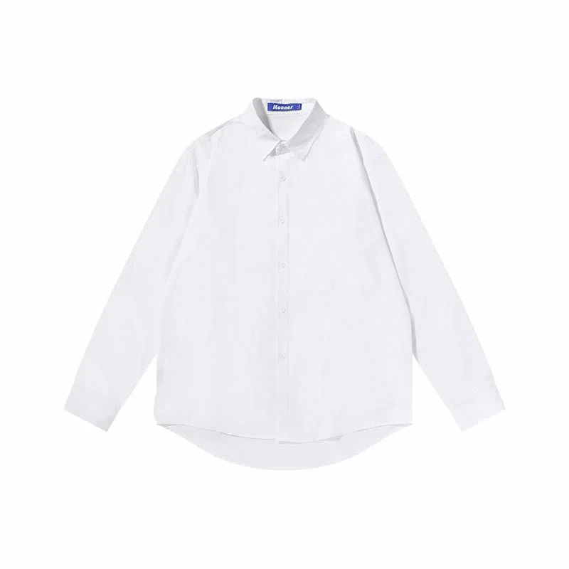 乱步 日牌宽松淡人纯色穿搭舒适休闲百搭长袖衬衫 男女同款