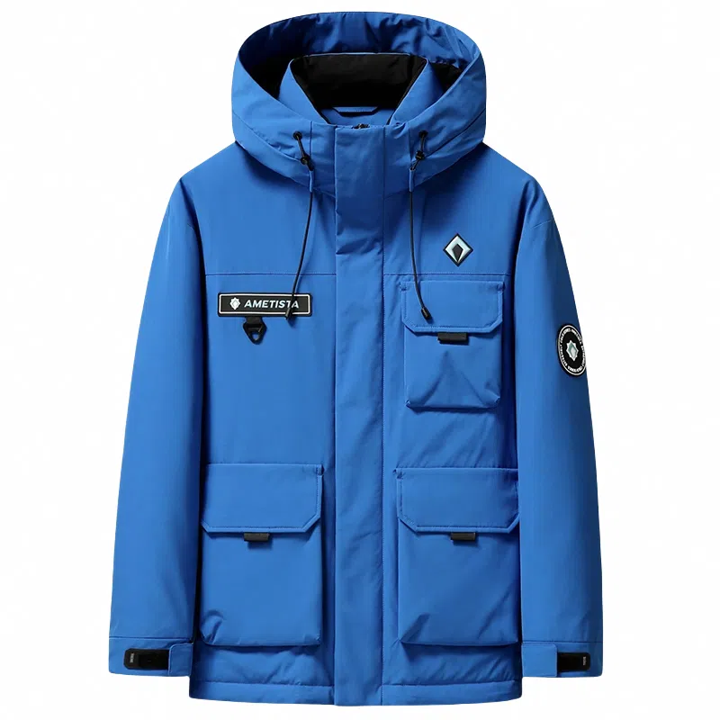 鸭鸭 石墨烯蓄热时尚韩版休闲百搭短款连帽山系户外运动多口袋防寒保暖工装羽绒服 男女同款