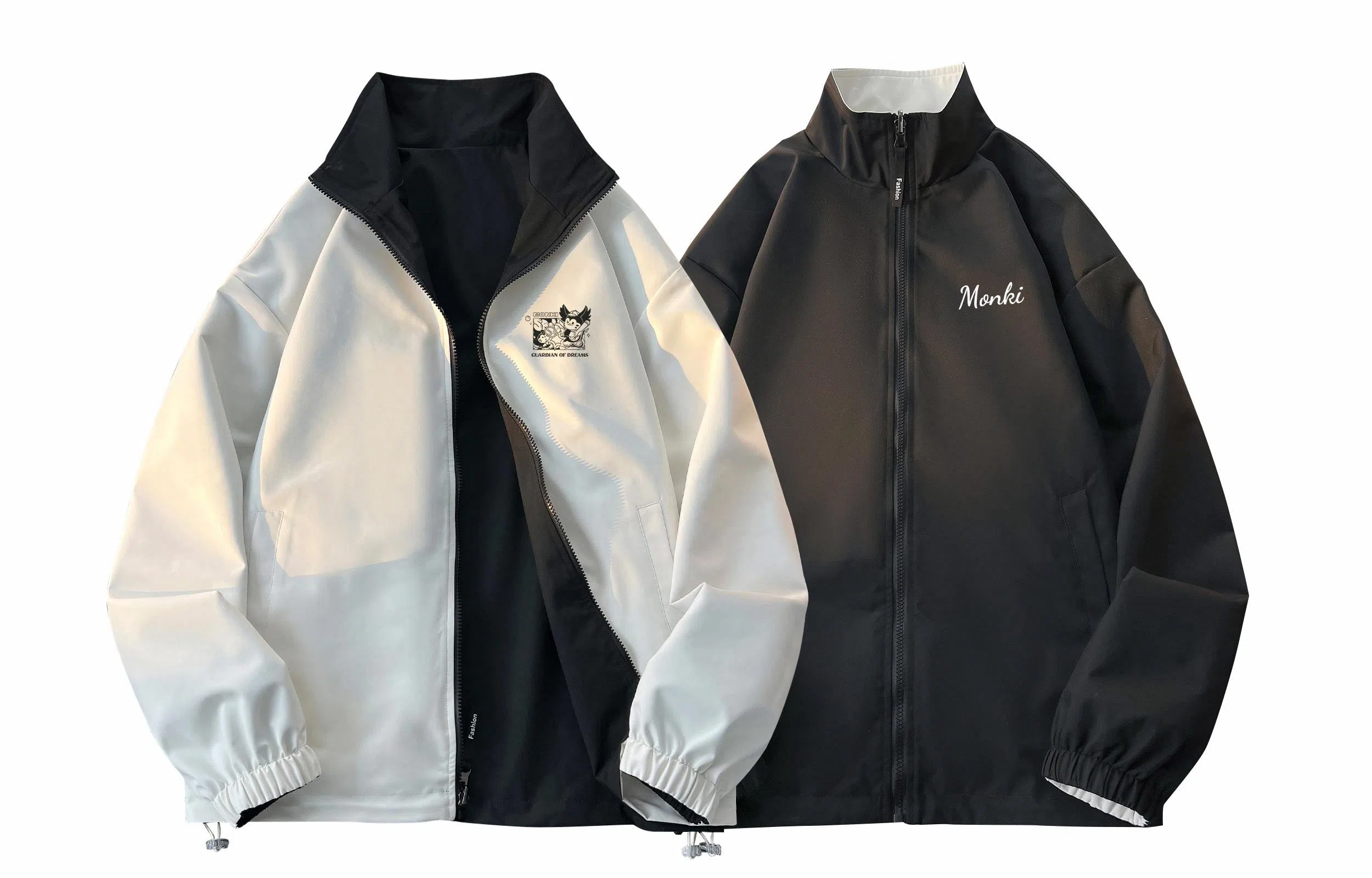 王者荣耀 梦奇款 双面穿拼接美式嘻哈街头撞色高街字母趣味卡通印花立领户外防风休闲宽松舒适飞行员教练夹克外套 男女同款