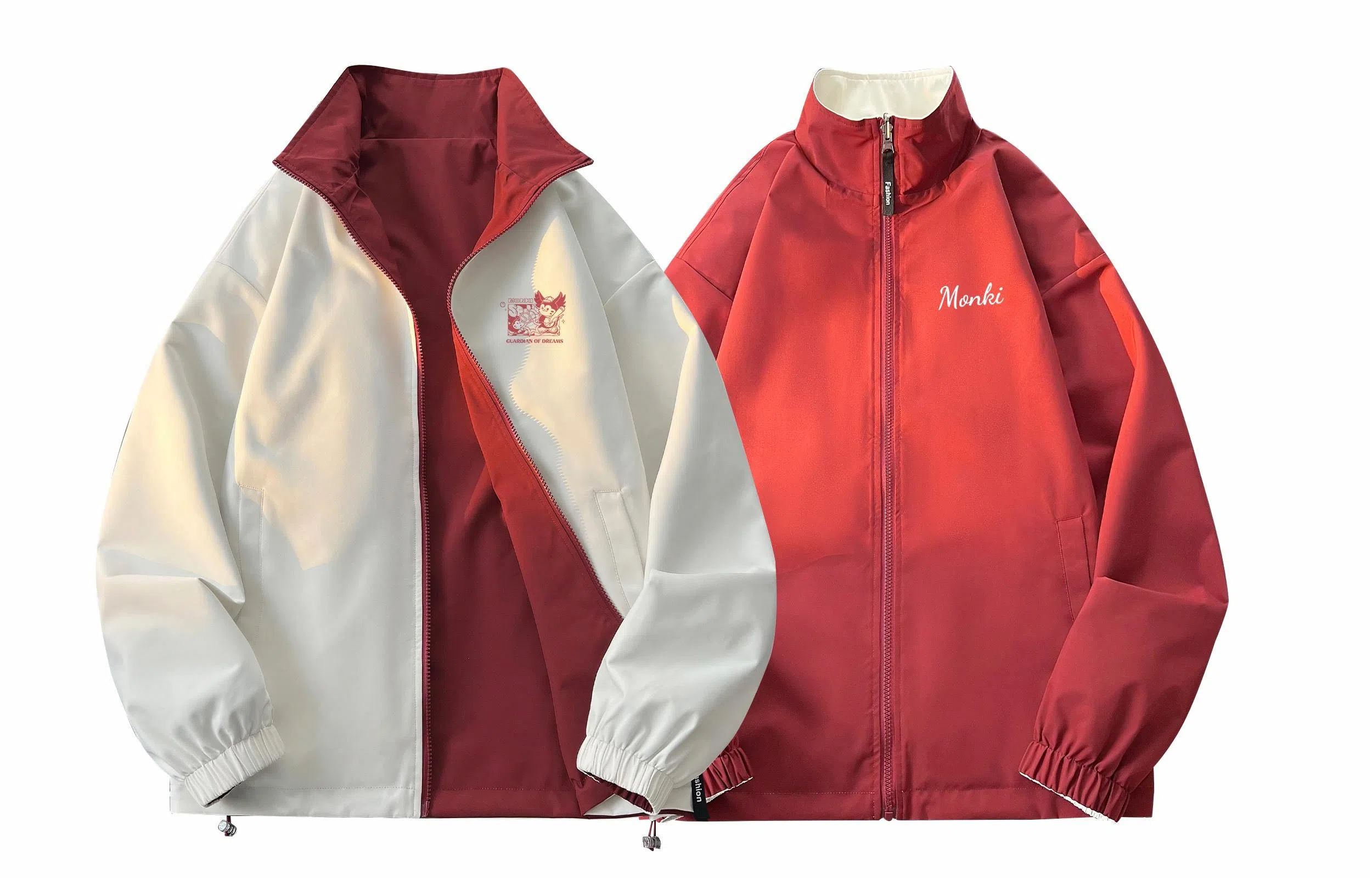 王者荣耀 梦奇款 双面穿拼接美式嘻哈街头撞色高街字母趣味卡通印花立领户外防风休闲宽松舒适飞行员教练夹克外套 男女同款