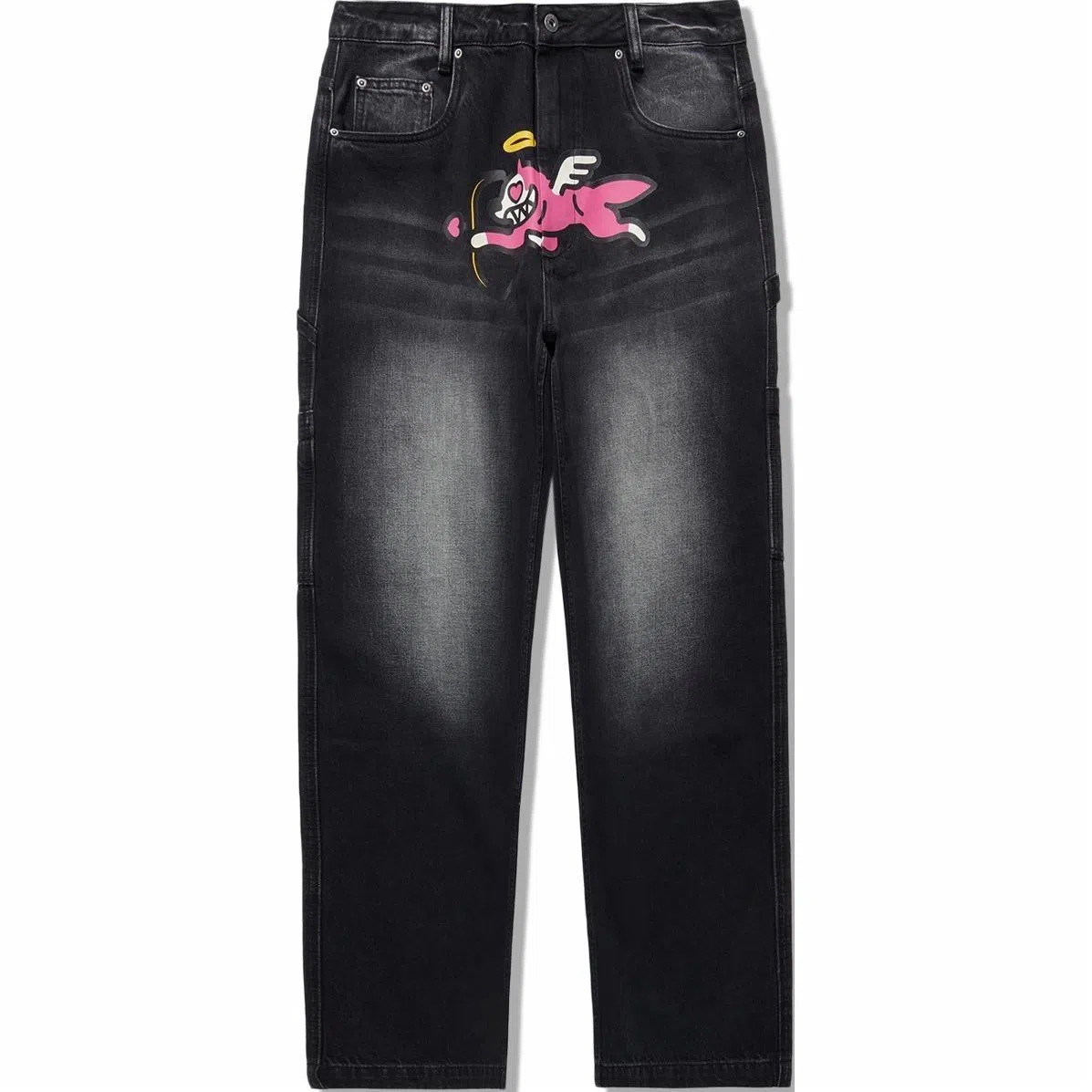 中国李宁 印花水洗中腰舒适透气百搭直筒牛仔裤 男款 牛仔黑