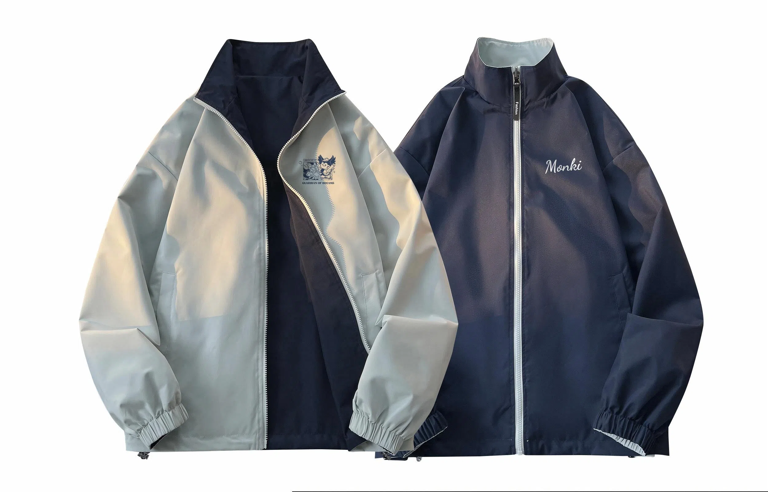 王者荣耀 梦奇款 双面穿拼接美式嘻哈街头撞色高街字母趣味卡通印花立领户外防风休闲宽松舒适飞行员教练夹克外套 男女同款