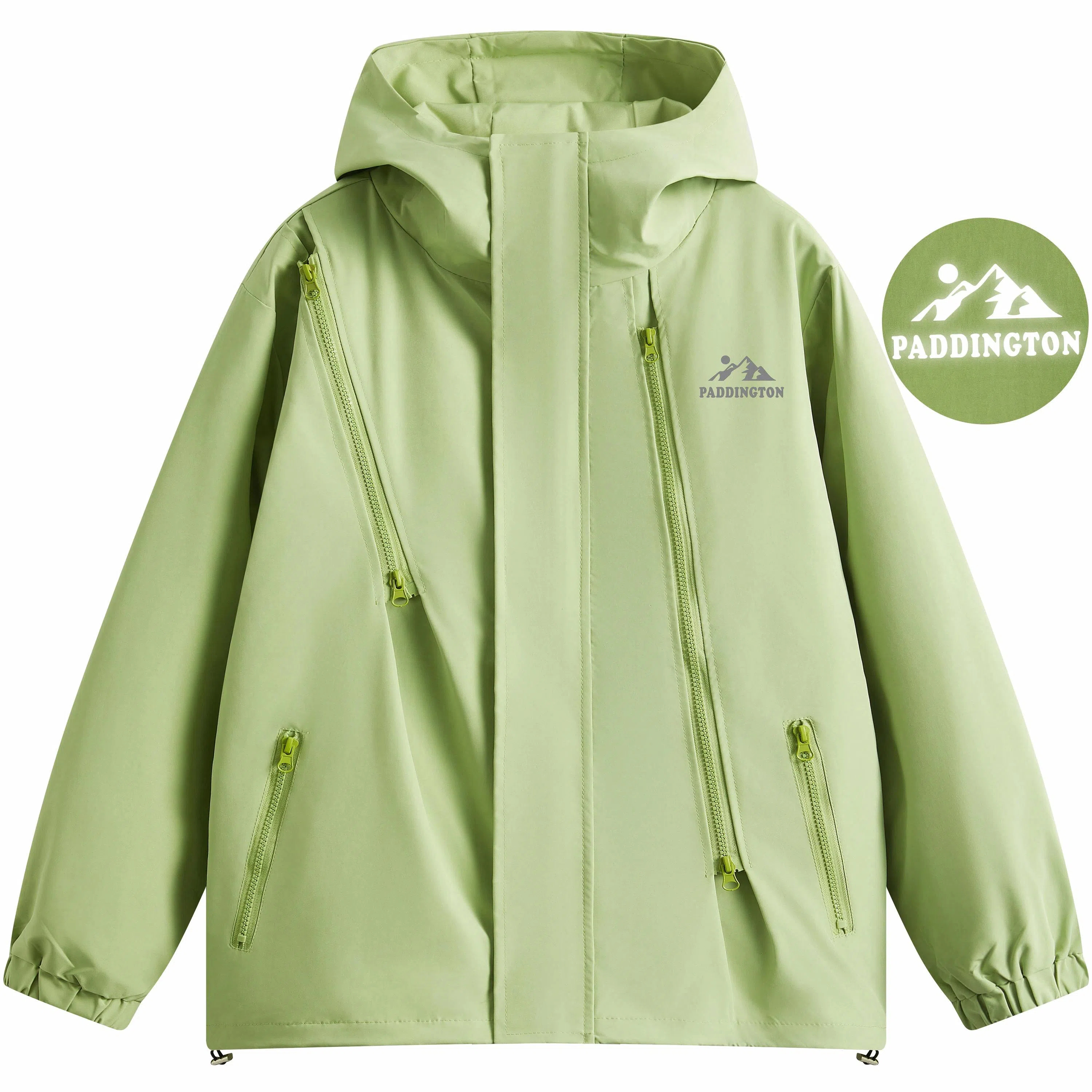 帕丁顿熊 复古高街废土机能风连帽三合一可拆卸内胆防风冲锋夹克外套 男女同款