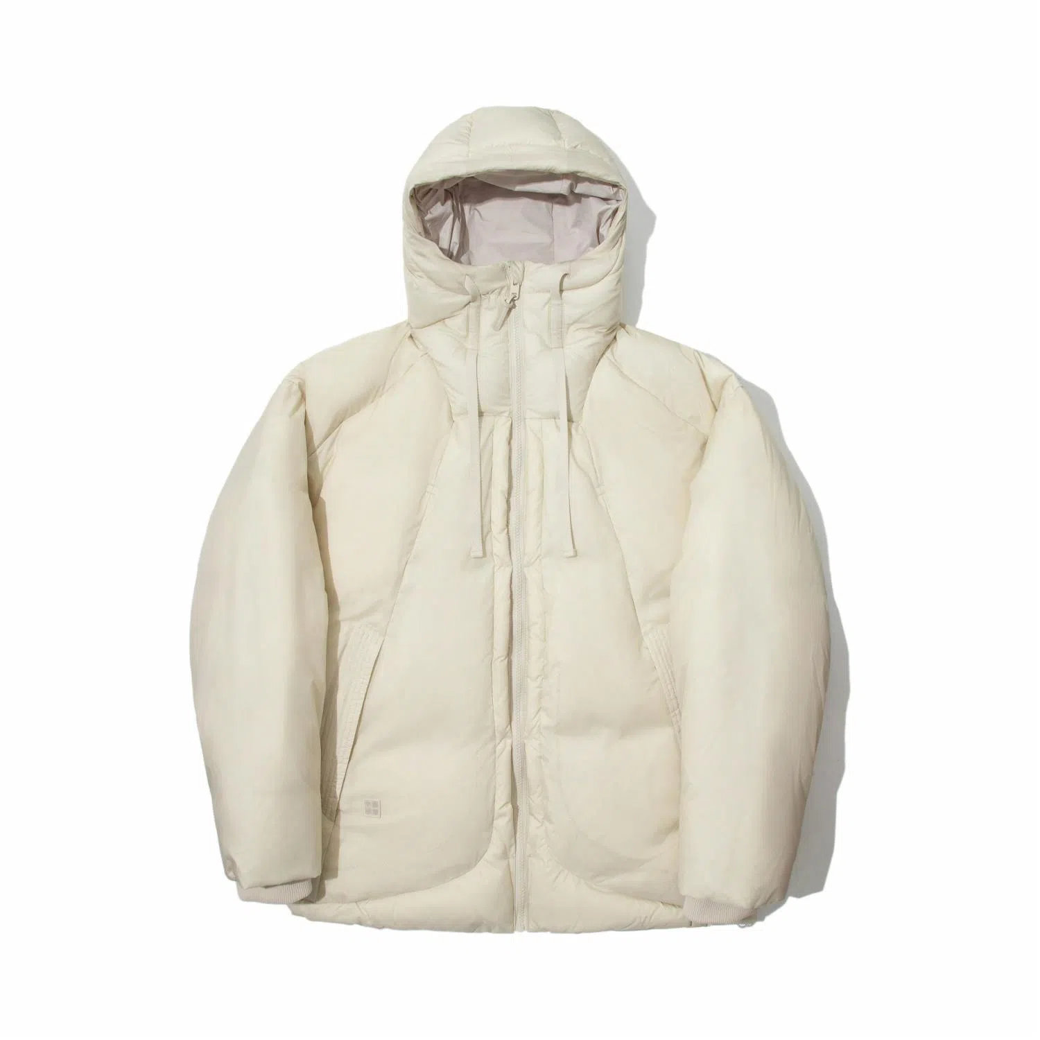 中国李宁 功夫系列 纯色宽松短款连帽长袖羽绒服 男款 燕麦灰