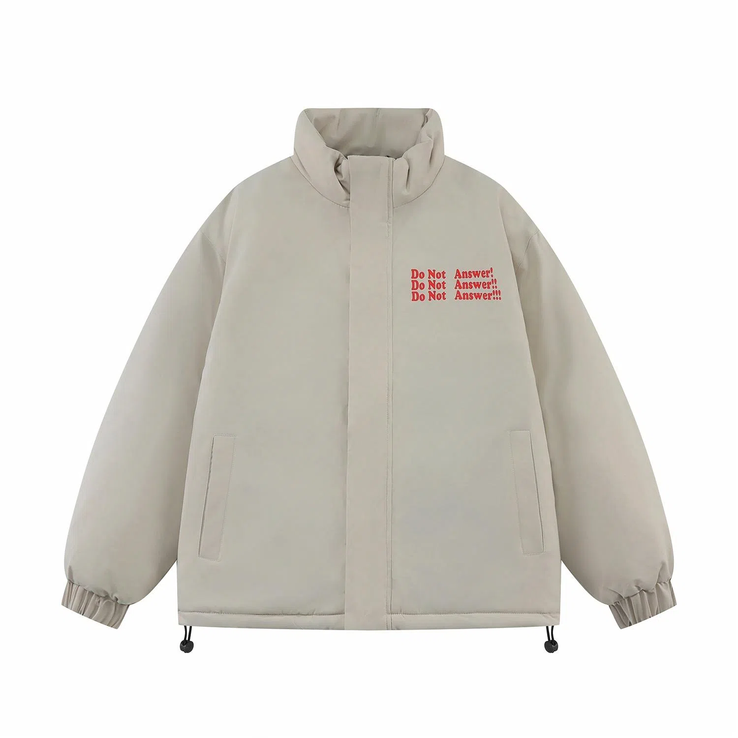 三体 不要回答红岸基地系列 简约基础款字母印花美式复古潮牌柔软舒适立领抽绳下摆宽松休闲加厚保暖字母长袖面包服棉服 男女同款