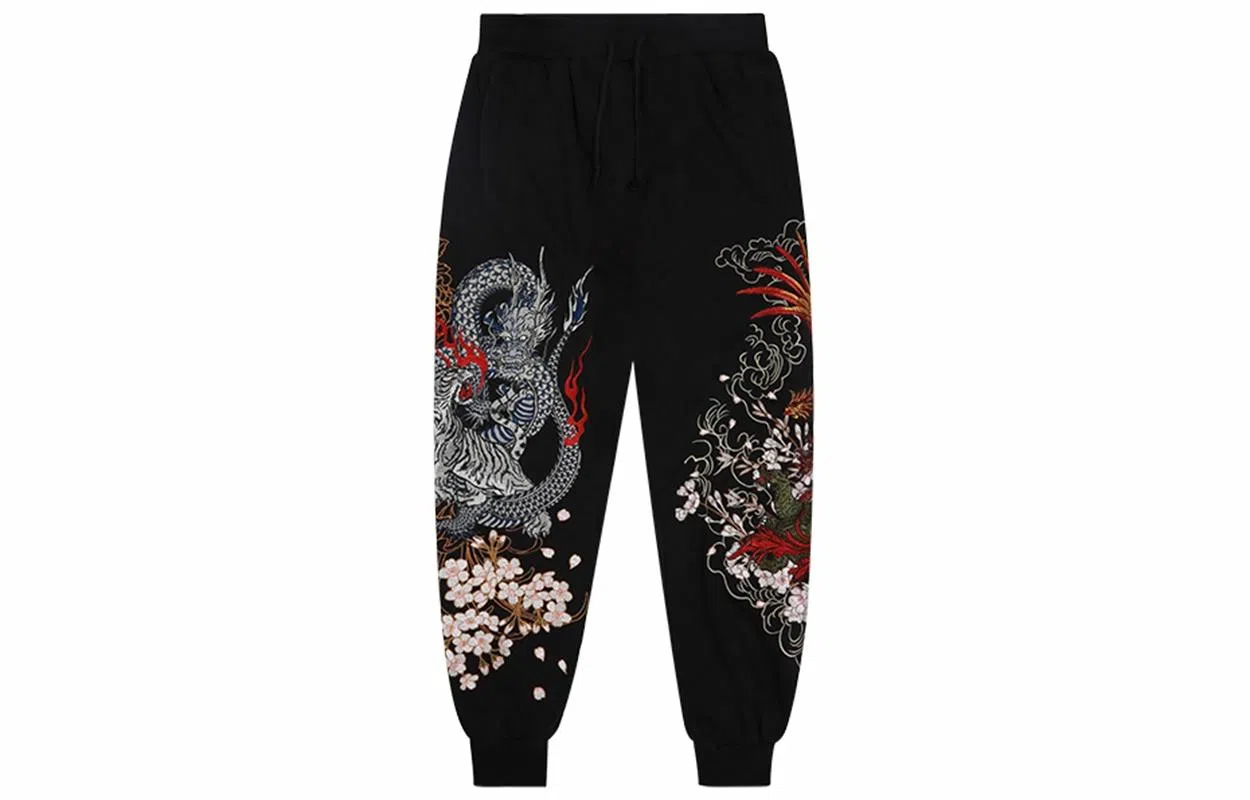 Sanshengliubu Heavy Industry Embroidered Pants Black