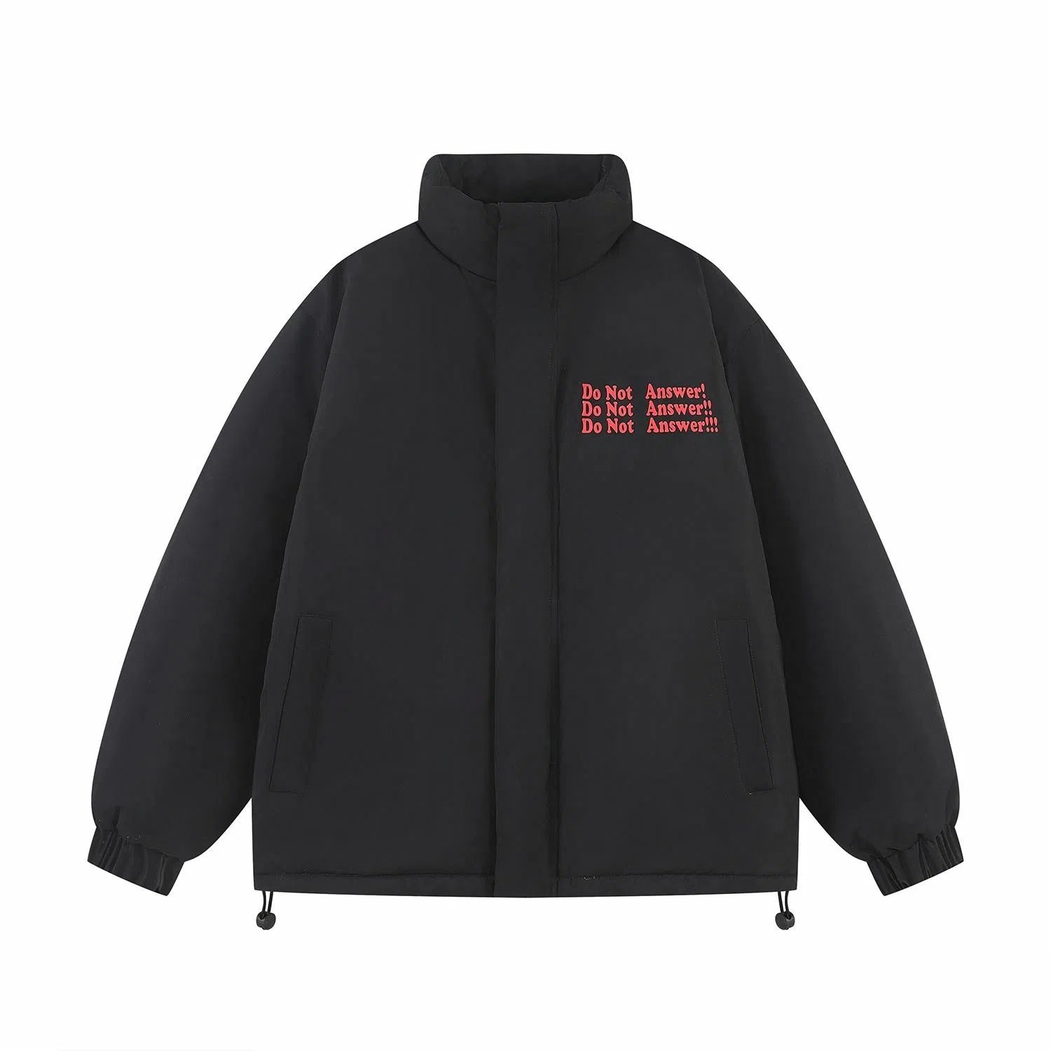 三体 不要回答红岸基地系列 简约基础款字母印花美式复古潮牌柔软舒适立领抽绳下摆宽松休闲加厚保暖字母长袖面包服棉服 男女同款