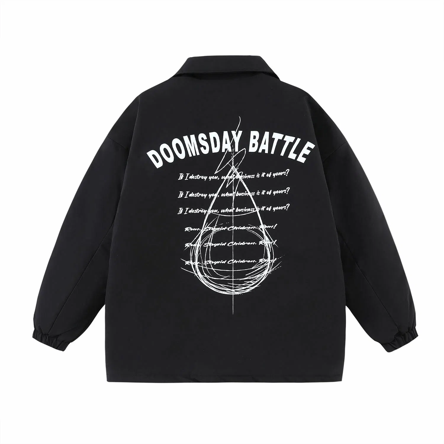 三体 水滴末日之战系列 基础款水滴字母印花美式复古休闲宽松户外机能风防风防水防寒加厚保暖潮牌教练棉服 男女同款