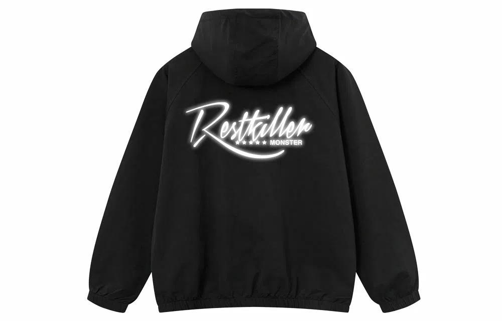 BTK Reflective Letter Print Hoodie Jacket