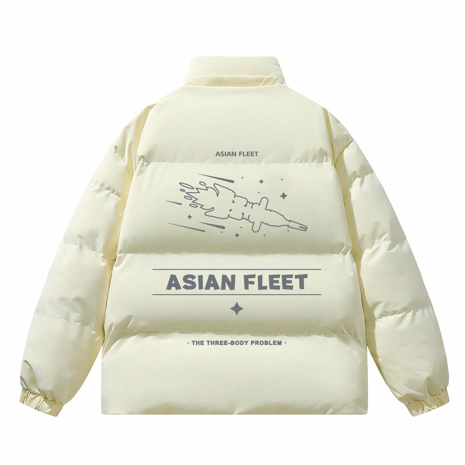 三体 太空亚洲舰队系列 简约基础款纯色字母印花宽松休闲加厚保暖防风防水防寒立领美式复古高街潮牌面包服棉服 男女同款