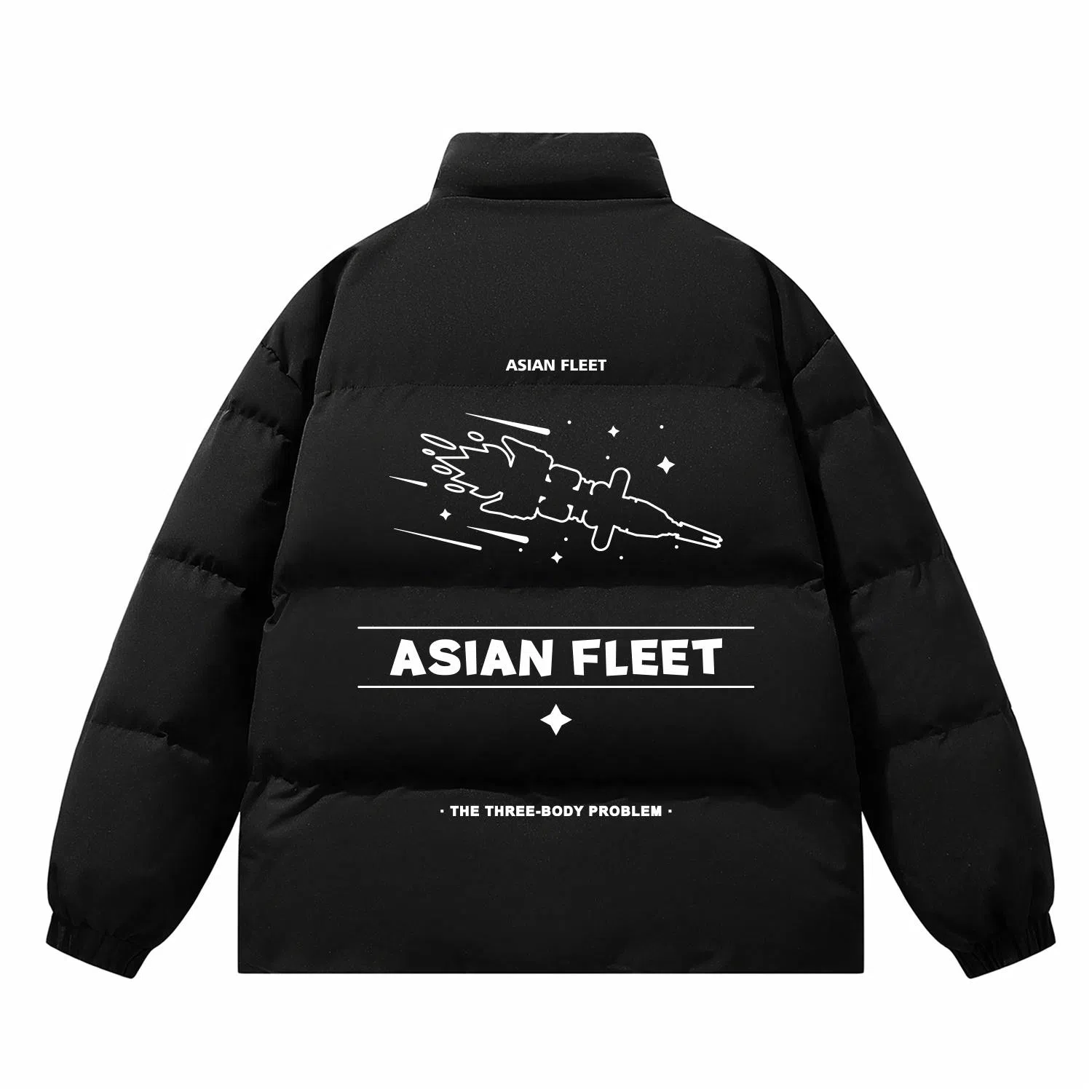 三体 太空亚洲舰队系列 简约基础款纯色字母印花宽松休闲加厚保暖防风防水防寒立领美式复古高街潮牌面包服棉服 男女同款