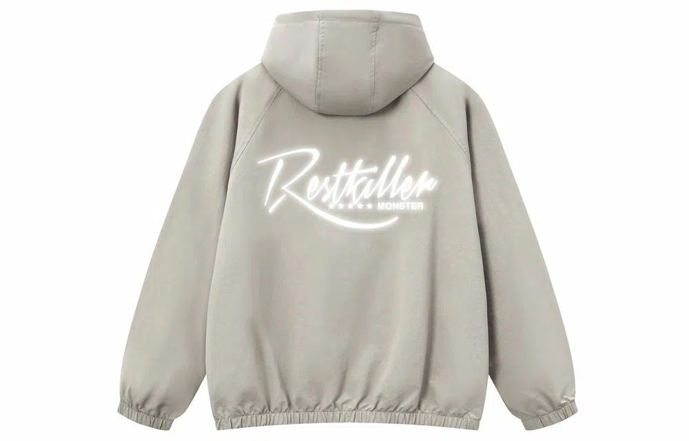 BTK Reflective Letter Print Hoodie Jacket