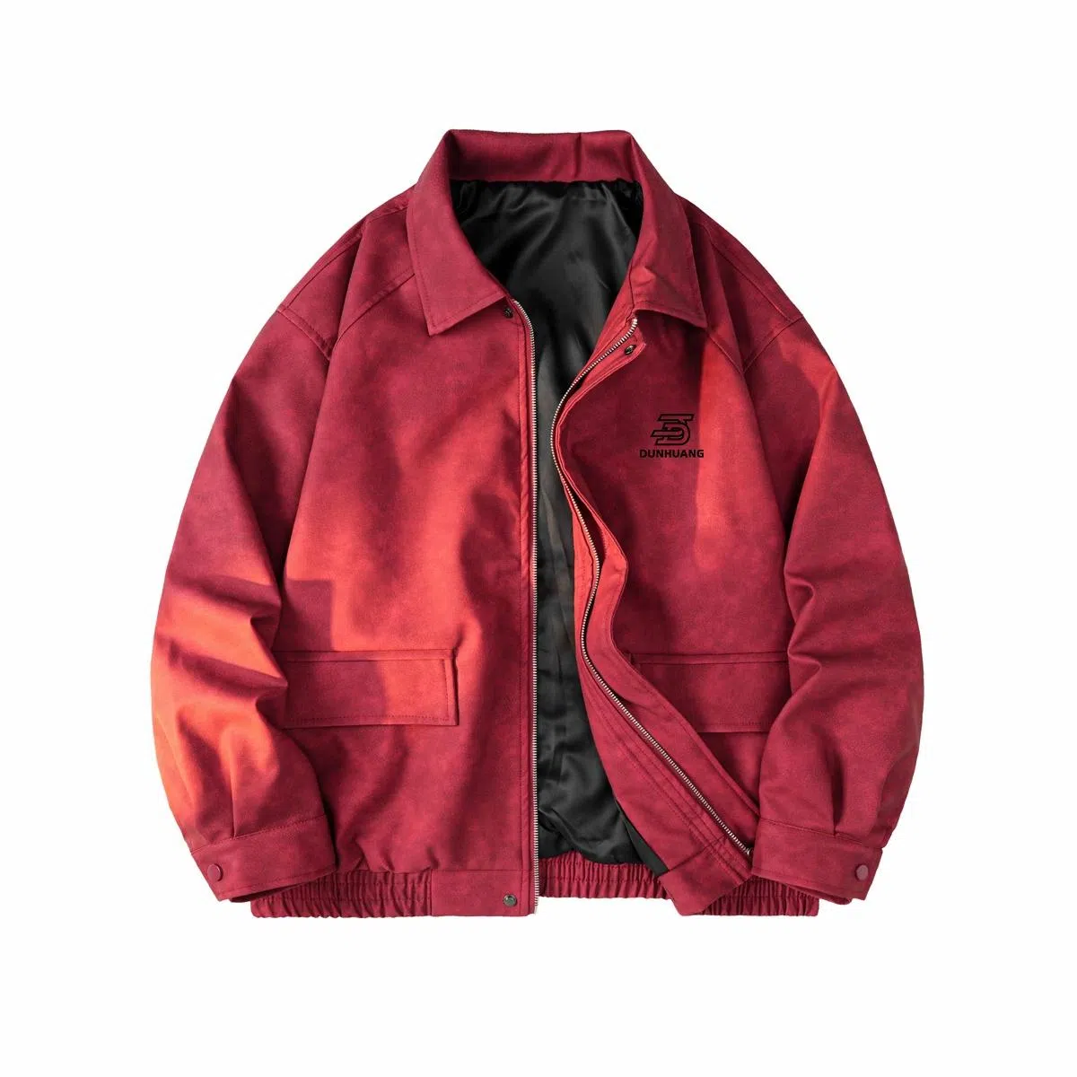 敦煌博物馆 美式复古翻领落肩流行脏脏元素休闲宽松百搭高街机车夹克外套 男女同款