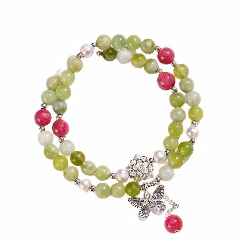 【秀玉蔷薇】 指尖瑰宝 招财进宝纳福转运八方来财财运滚滚珠圆玉润珠事顺利早日脱单爱情美满#好运天然 岫玉（蛇纹石玉） 手串 女款