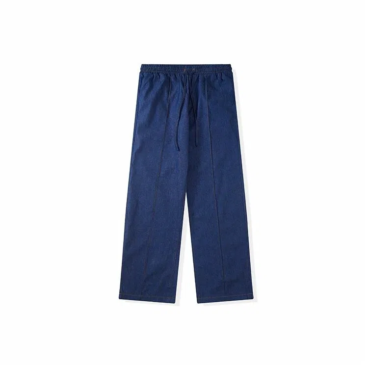 我是大卫 直筒复古个性薄款高街做旧水洗牛仔裤 男款 蓝色