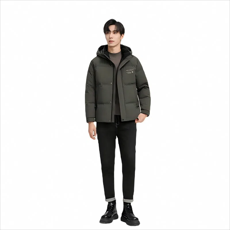 雅鹿 加厚休闲保暖连帽羽绒服 男款