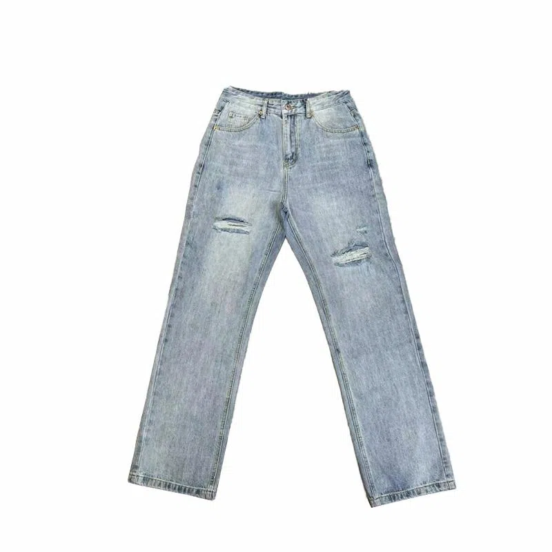 赞仕 宽松休闲直筒牛仔裤 男女同款 浅蓝色