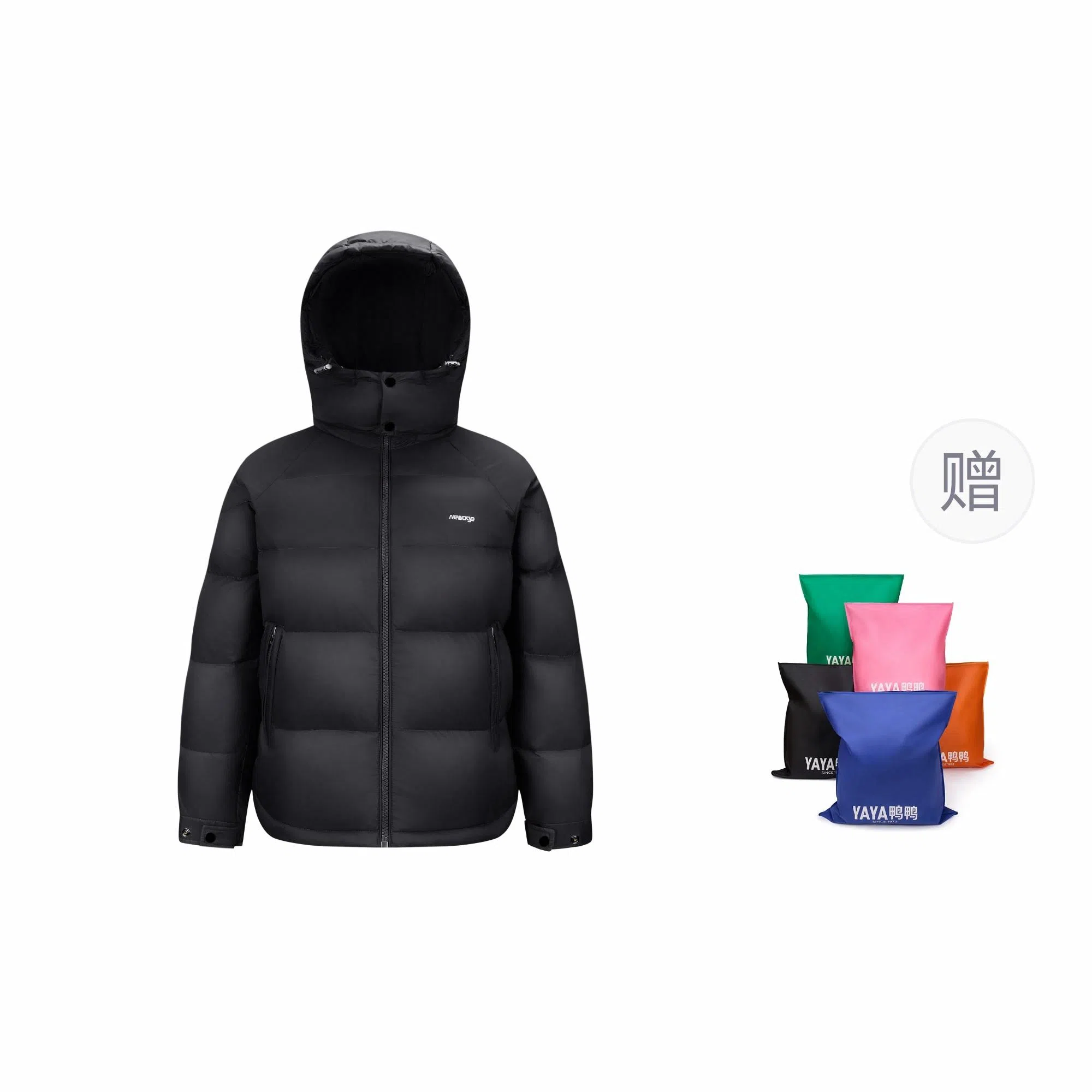 鸭鸭 加厚高蓬松舒适保暖短款面包羽绒服 男女同款 黑色